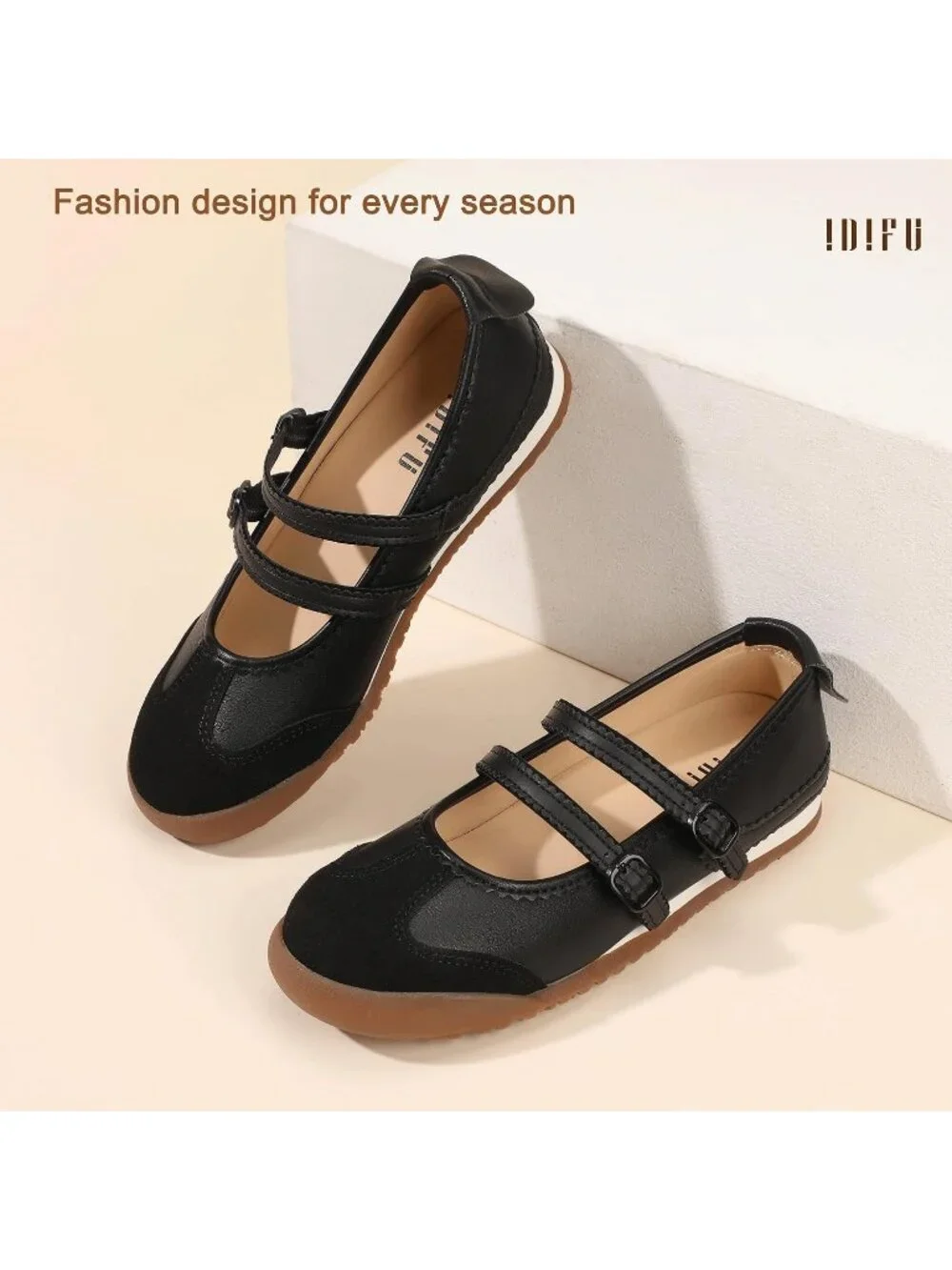 Women's Black Comfortable Ballet Trendy with Elastic Straps Fashion Sneakers